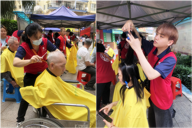 廣西理發(fā)師職業(yè)學校來到澳華小區(qū)免費理發(fā)