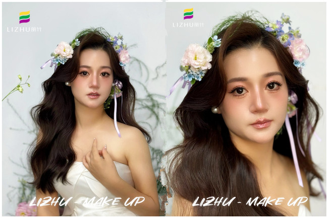 韓系鮮花新娘，廣西新娘化妝學(xué)校課堂作品