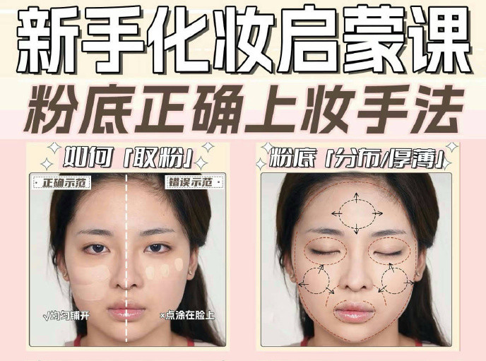 粉底液上妝的手法，南寧化妝新手教程